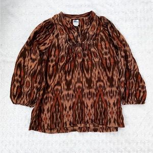 JOHN ROBSHAW X LUCKY Silk Blend Brown Pattern Top